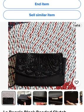 La Regale Black Beaded Evening Wristlet Clutch